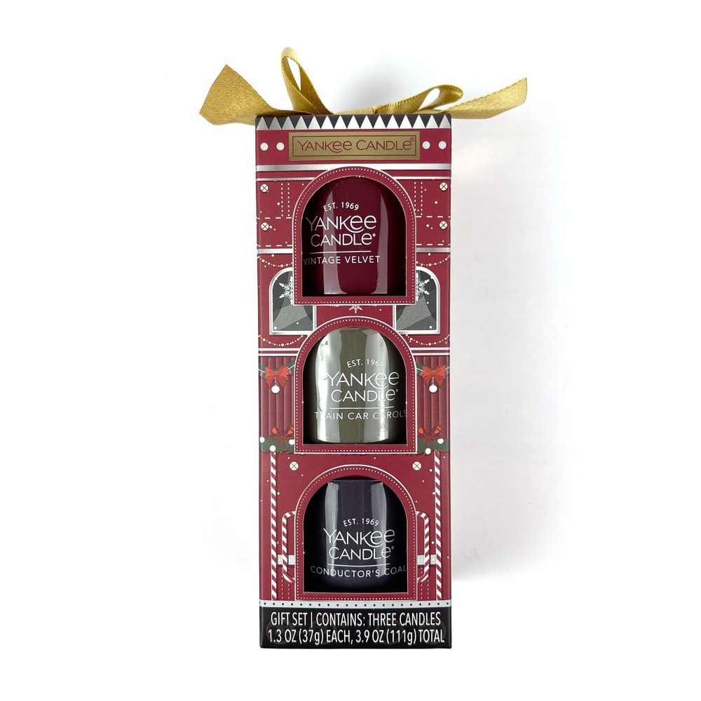 Yankee Candle All Aboard Gift Set 3 Votive‎ Candles Vintage Velvet Train Car SEE